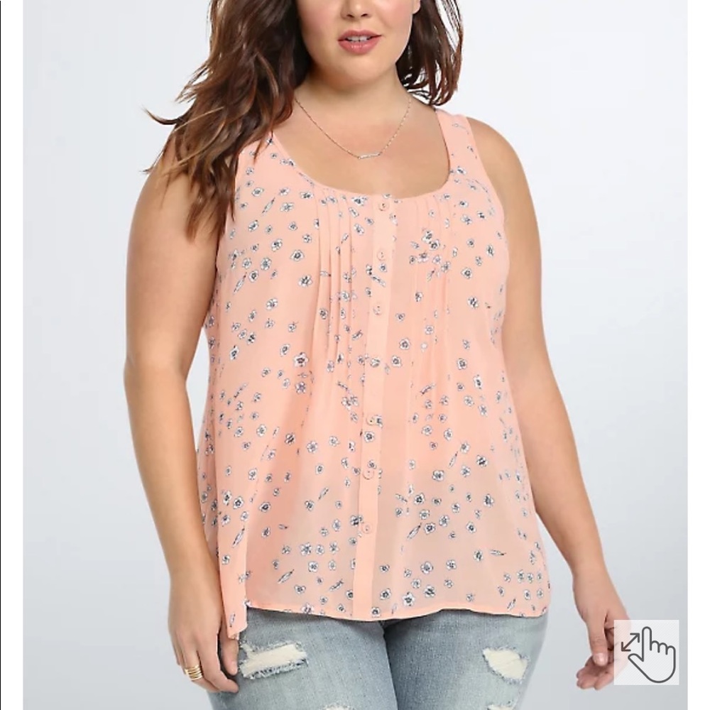 Torrid Floral Chiffon Tulip Back Tank size 1x- lightly used